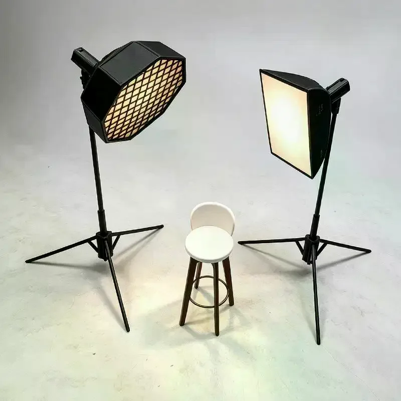 /GJ/1/12 Mini Studio Light Softbox Model Tripod Photography Stool Realistic Miniature Props For Dollhouse Layout Shooting Decor