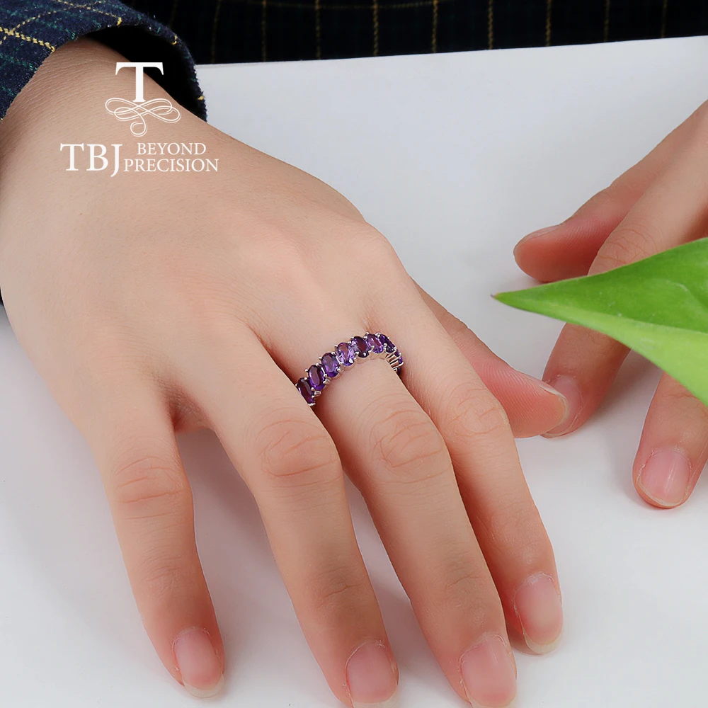 Natural amethyst gemstone Simp - Birthstone Ring Set 评论和价格