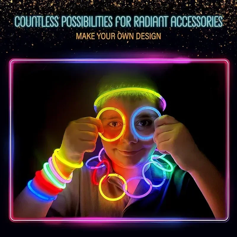 Glow in The Dark Light Up Sticks Party Favors, Glow Party Decorations Neon Party Glow Necklaces and Bracelets view 2