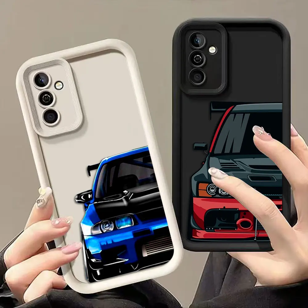Carton Sports Car JDM Drift Phone Case For Samsung A07 A70 A03 A03S A04E A05 A05S A06 A11 A12 A04 M31 M34 M51 M54 NOTE 20 Case