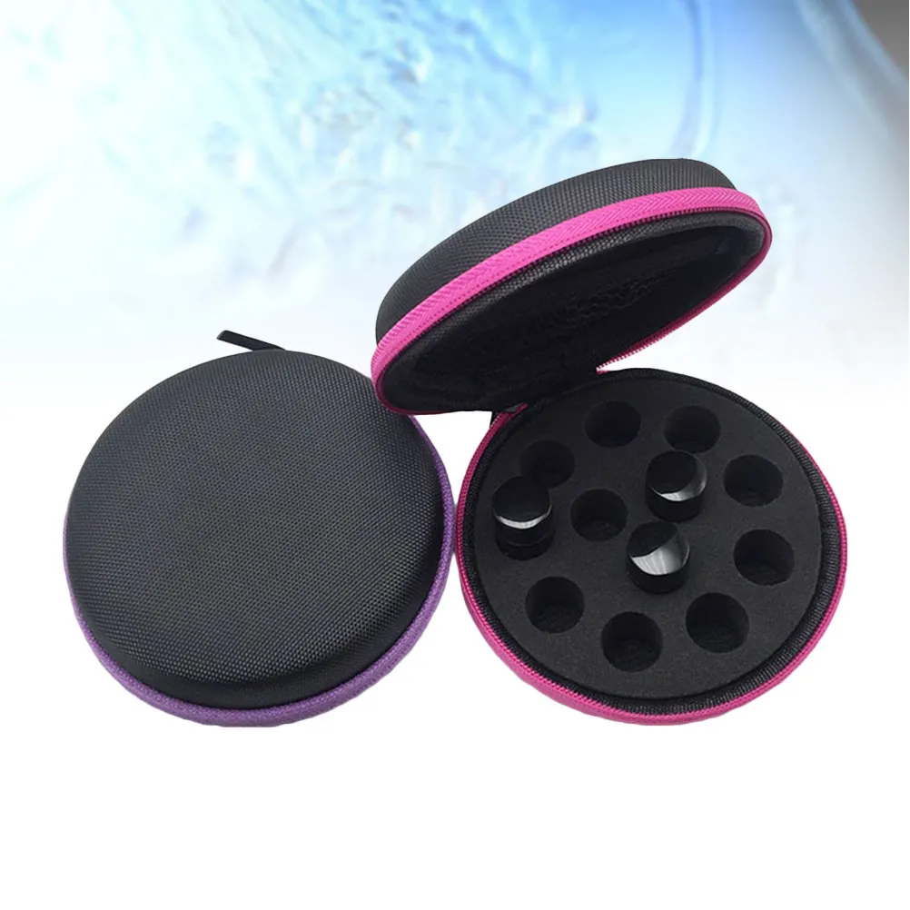 

2Pcs Essential Oil Bag Round Portable Storage Case 12 Compartments Shockproof Travel Holder for Oils Accessories