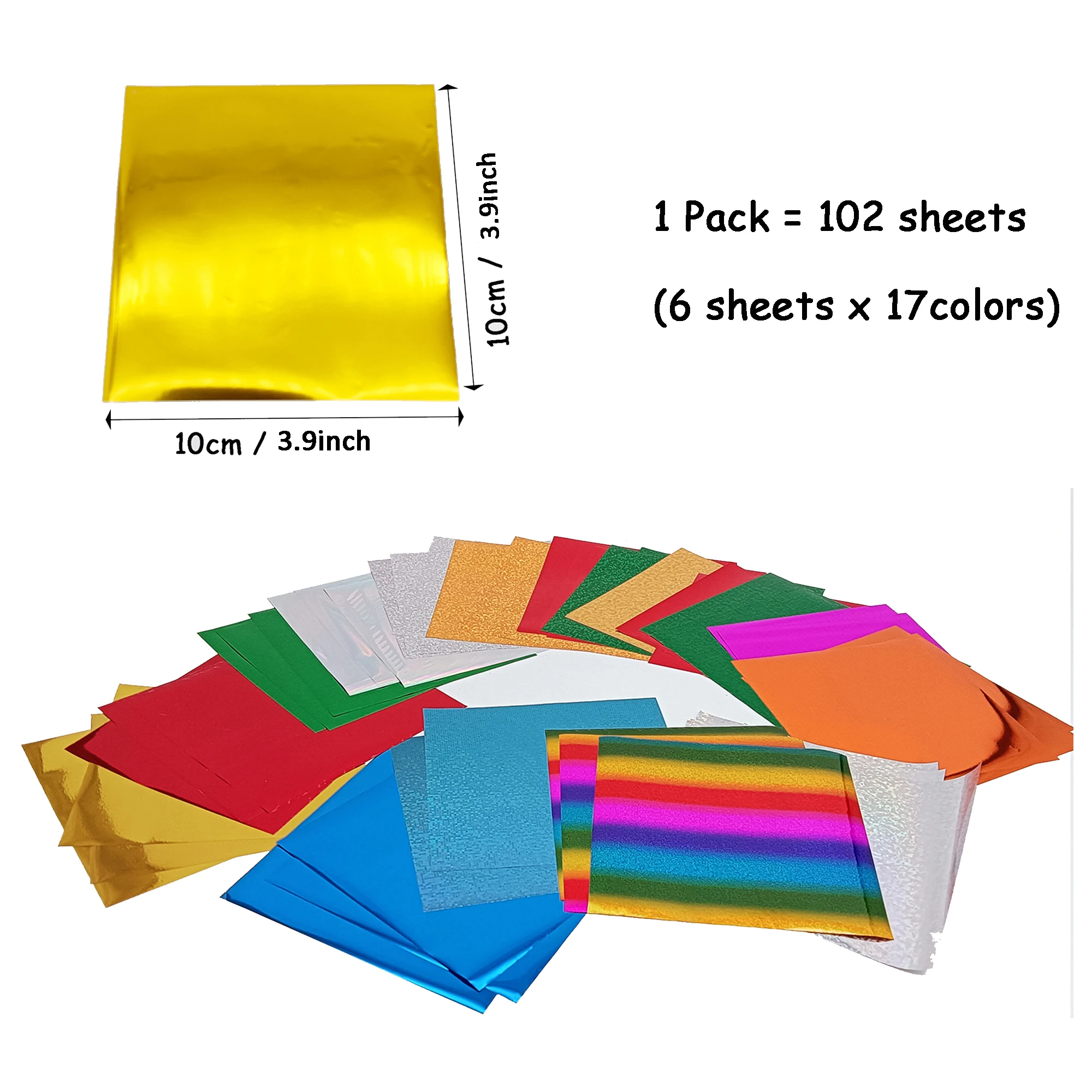 102pcs Hot Foil Transfer Film Sheet Holographic Stamping Foil For Paper Leather Paper Holographic Transfer Craft Foil