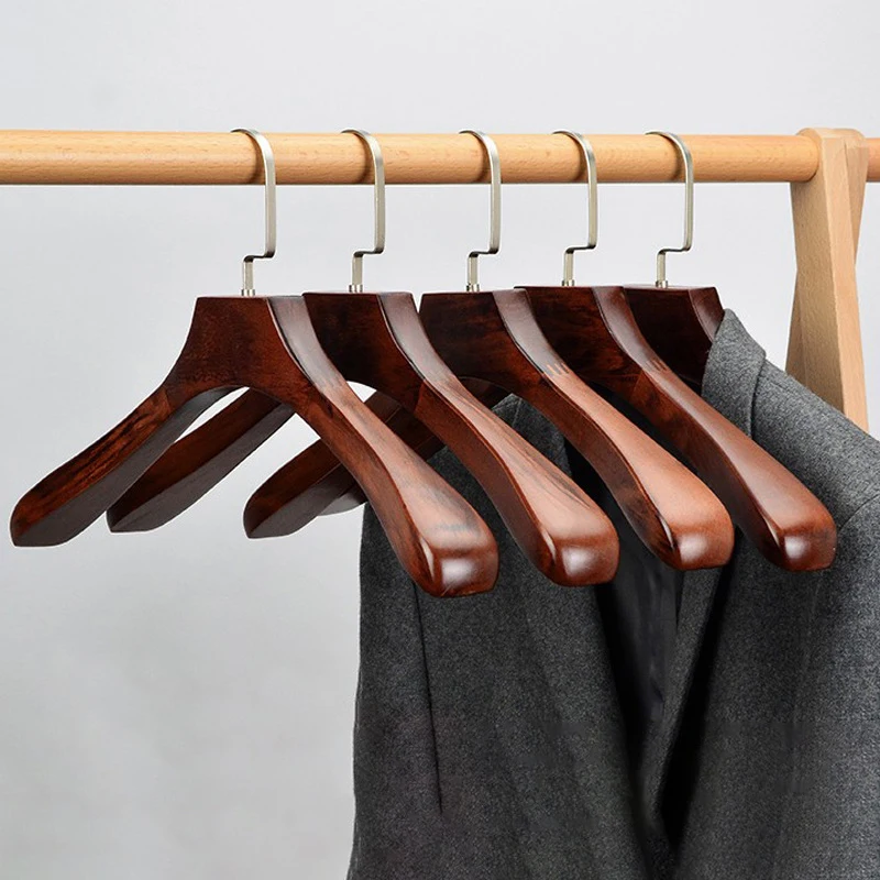 

5pc Vintage Wooden Clothes Hanger Closet Organizer Suit Hanger,Solid Wood Widen,Luxury Coat Rack,