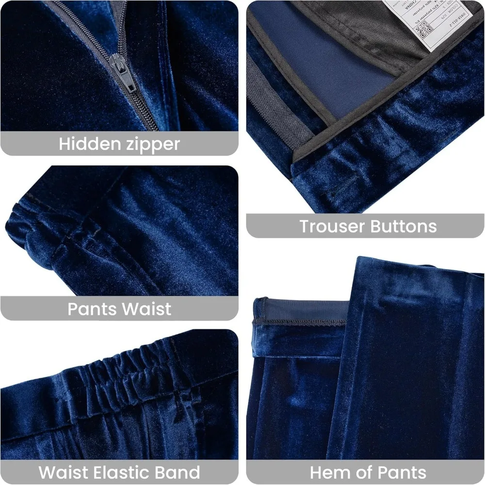 بدلة نسائية مخملية مكونة من قطعتين مع طية صدر السترة وزر واحد بقصة ضيقة لحفلات الزفاف وحفلات الزفاف