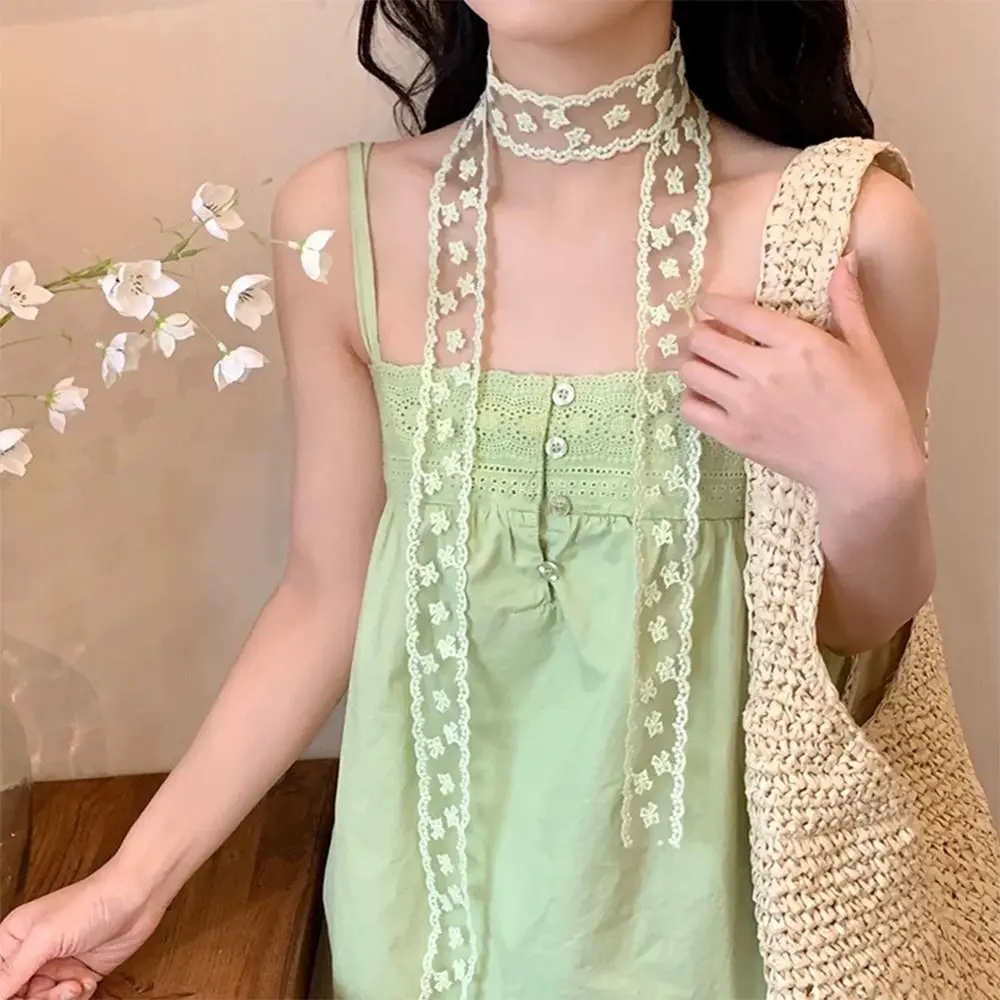 1개 내구성 있는 긴 리본 머리 스카프 흰색 자수 머리 스카프 레이스 160cm 리본 머리띠 여성용