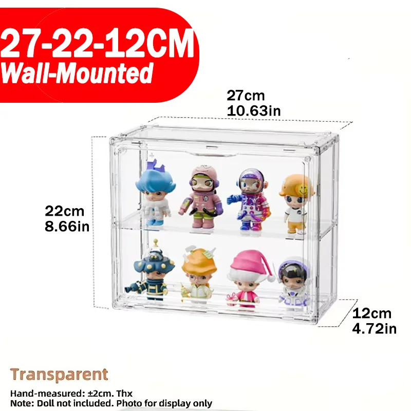 27 x 22 x 12 cm Vitrine – Wandregal für Popmart, magnetische Tür und transparente Platte