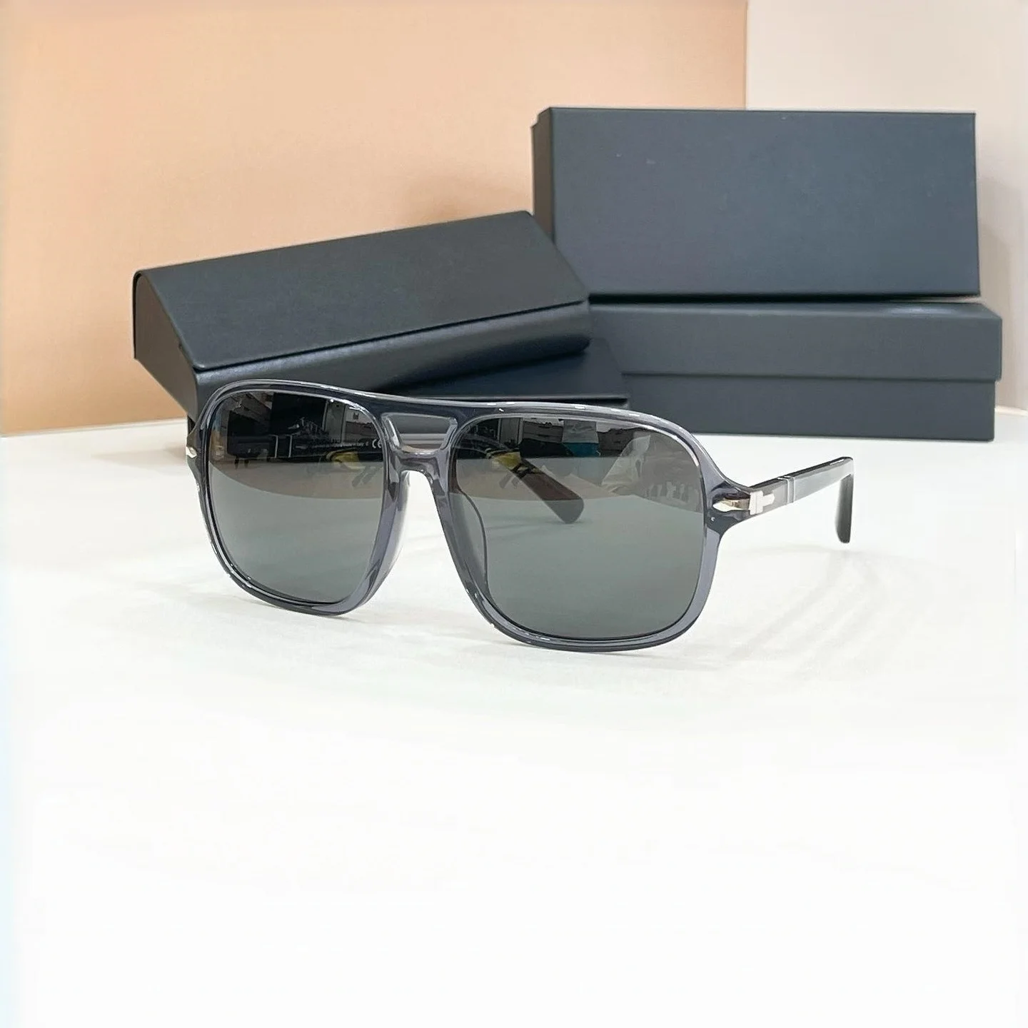 Trend Fashion Pilot Style Sunglasses Square Premium Acetate Frame Scratch-resistant Glass lens High Quality UV400 Unisex Shades