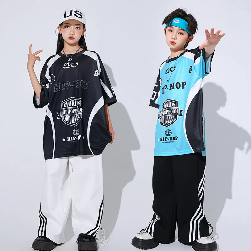 Jungen Street Dance Kostüm Hip Hop T-shirt Shorts Lose Hosen Modern Dance Kleidung Mädchen Jazz Bühne Leistung Tragen Trainingsanzug