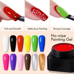 CHUNSHU 5ml No Wipe 4in1 Semi-solid Painting Gel Full Coverage Black White Color Paint Liner UV Gel Nail Art Design DIY Manicure