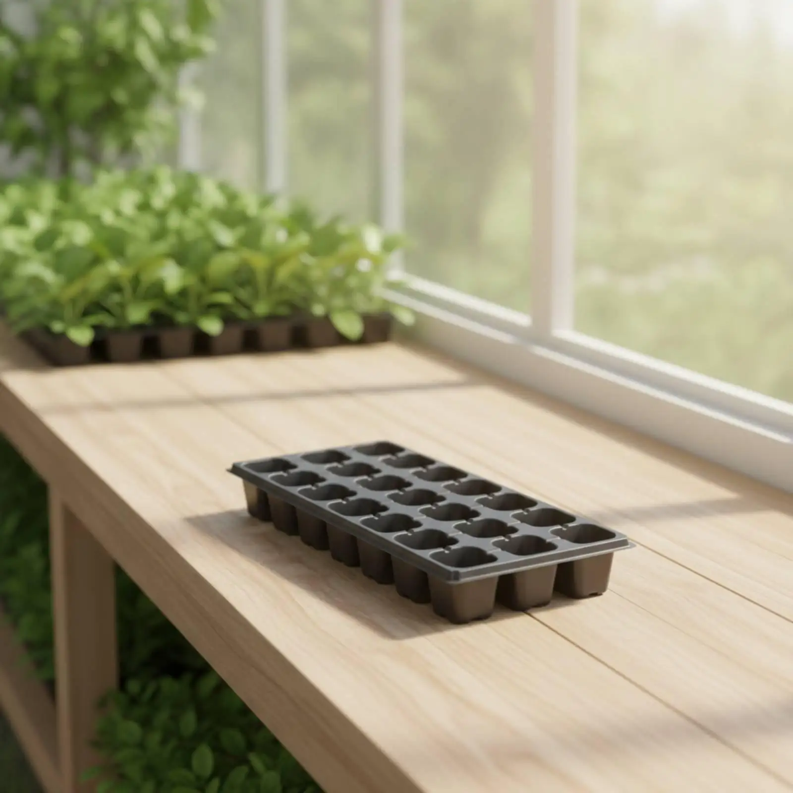 5 Pieces Nursery Tray with 21 Holes Nursery Tray with Drain Hole Rectangular for Growers, Gardeners, Greenhouse, Balcony