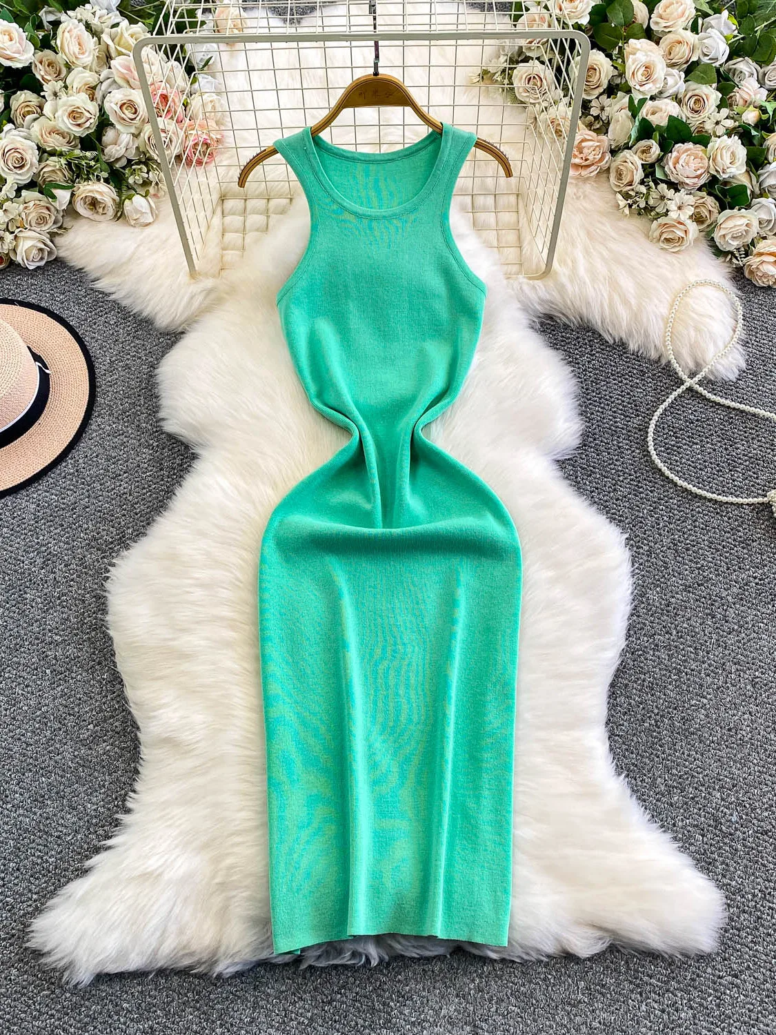 Casual redondo Ne Svel malha Dr feminino outono inverno cintura alta linha A camada base Dr Faionable Versátil Cit...