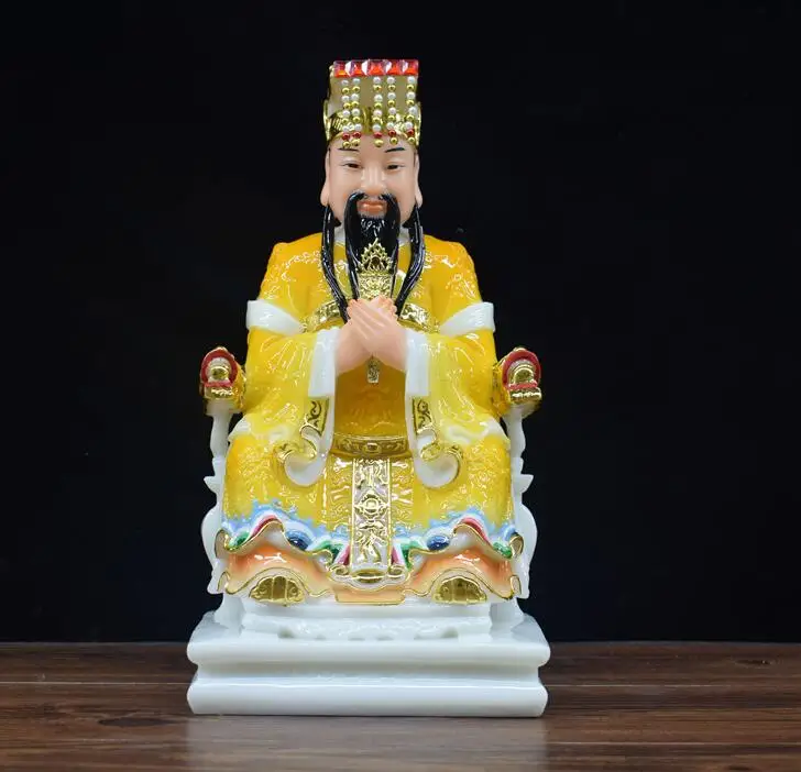 Southeast Asia Home store COMPANY High-grade Good luck bring wealth money Almighty God YU HUANG DA DI buddha jade gilding statue