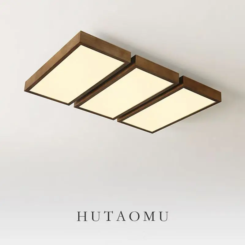 

New Chinese style pendant lamp for rectangular living room, solid wood creative bedroom and study lighting fixtures