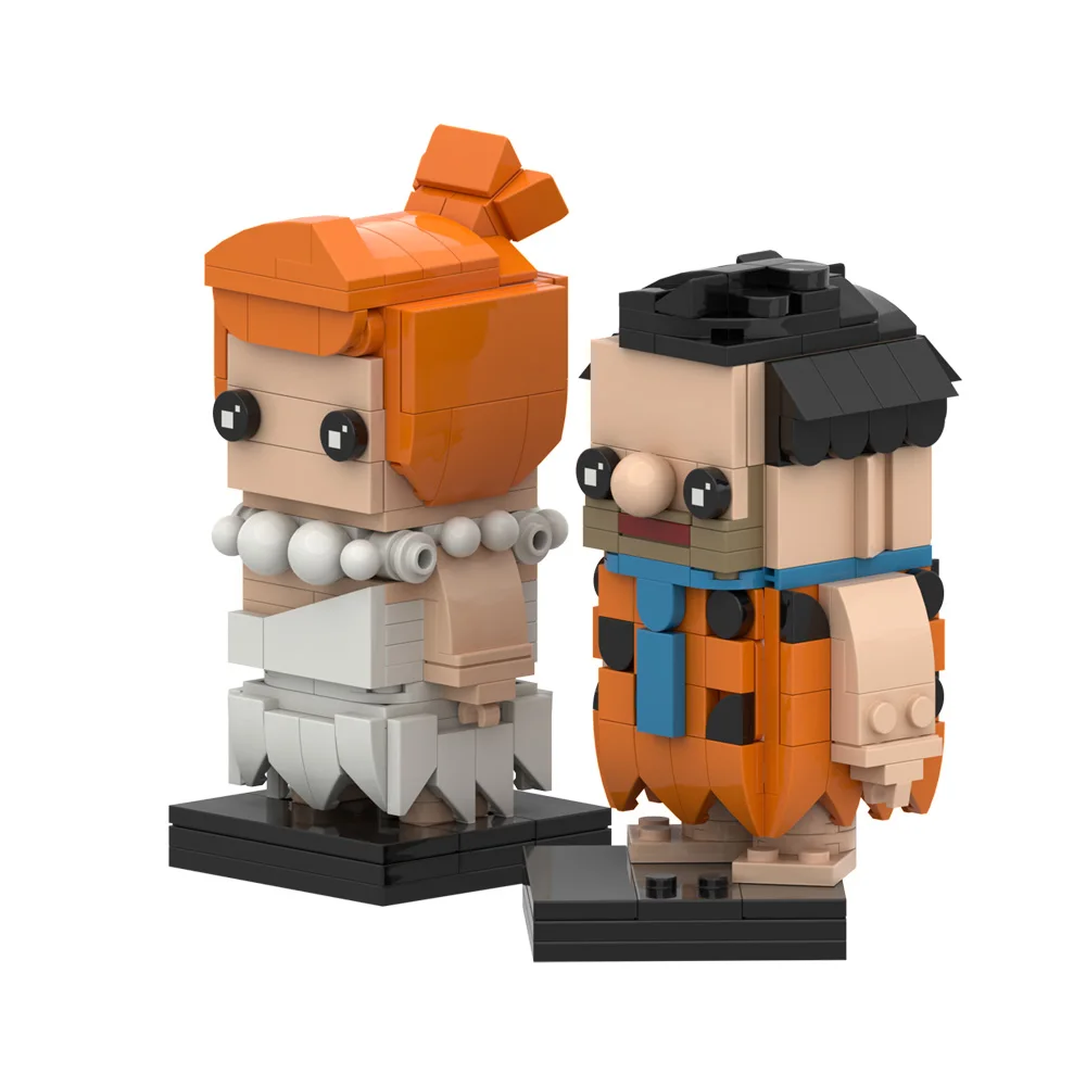 Gobricks MOC American movies Arcanes Figure Brickheadzs Building Blocks Model Freds and Wilma Bricks Assembled Toy Children Gift