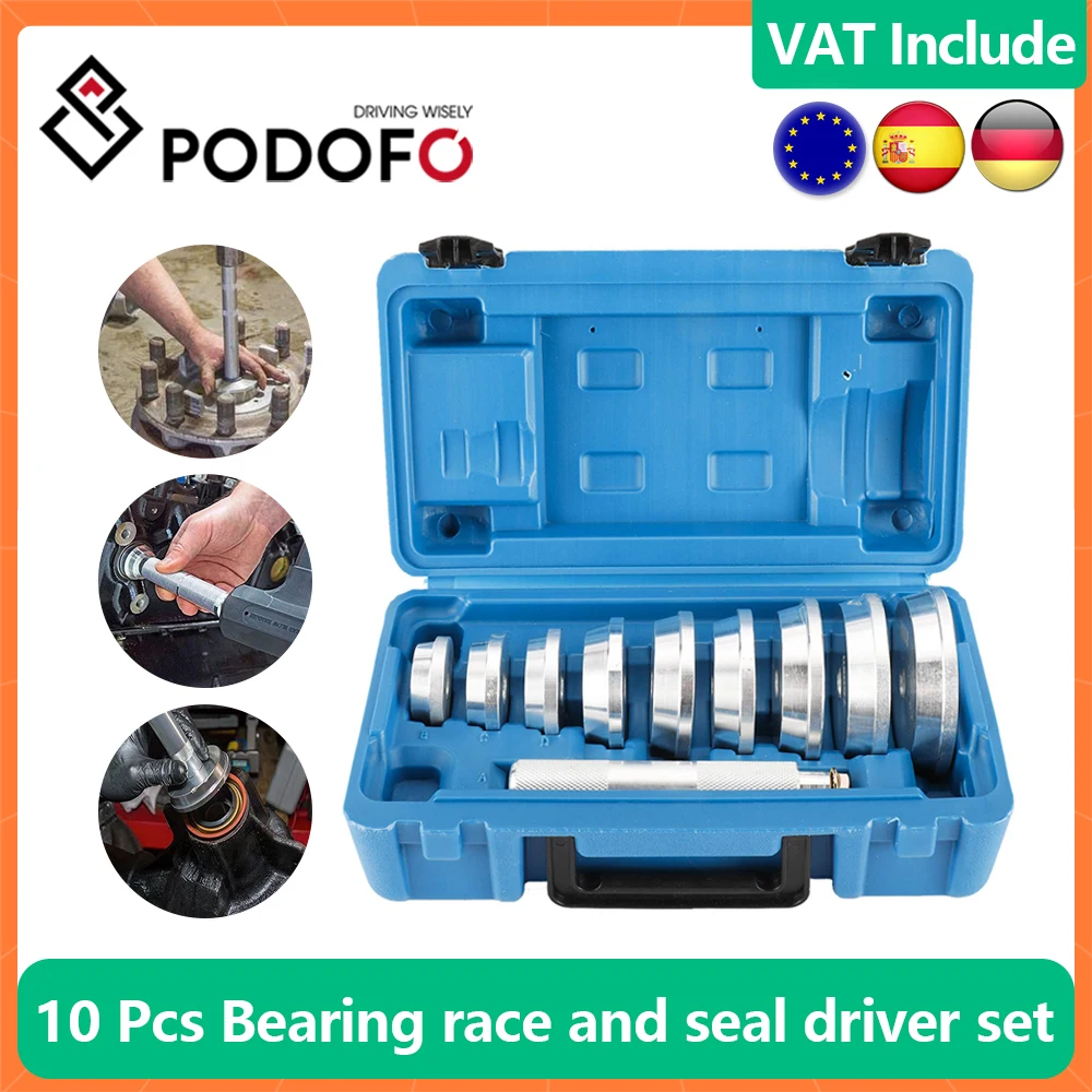 Podofo 10Pcs Axle Bushing Bearing Race & Seal Removal Install Driver Master Tool Set