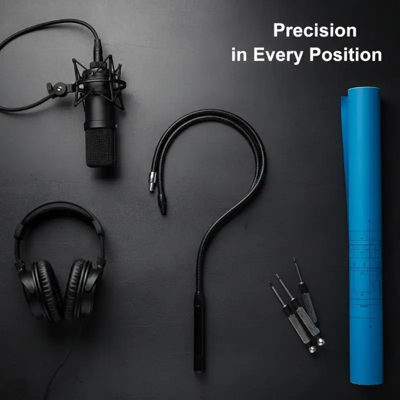 M4 Microphone Flexible Hose Snake Tube LED Dual External Teeth for Desktop Setup Sturdy Mount for Interview Use