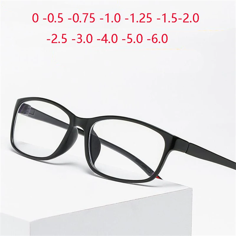 Blue Light Blocking Myopia Lens Prescription Spectacles TR90 Square Chameleon Short-sight Eyewear Diopter 0 -0.5 -0.75 To -6.0