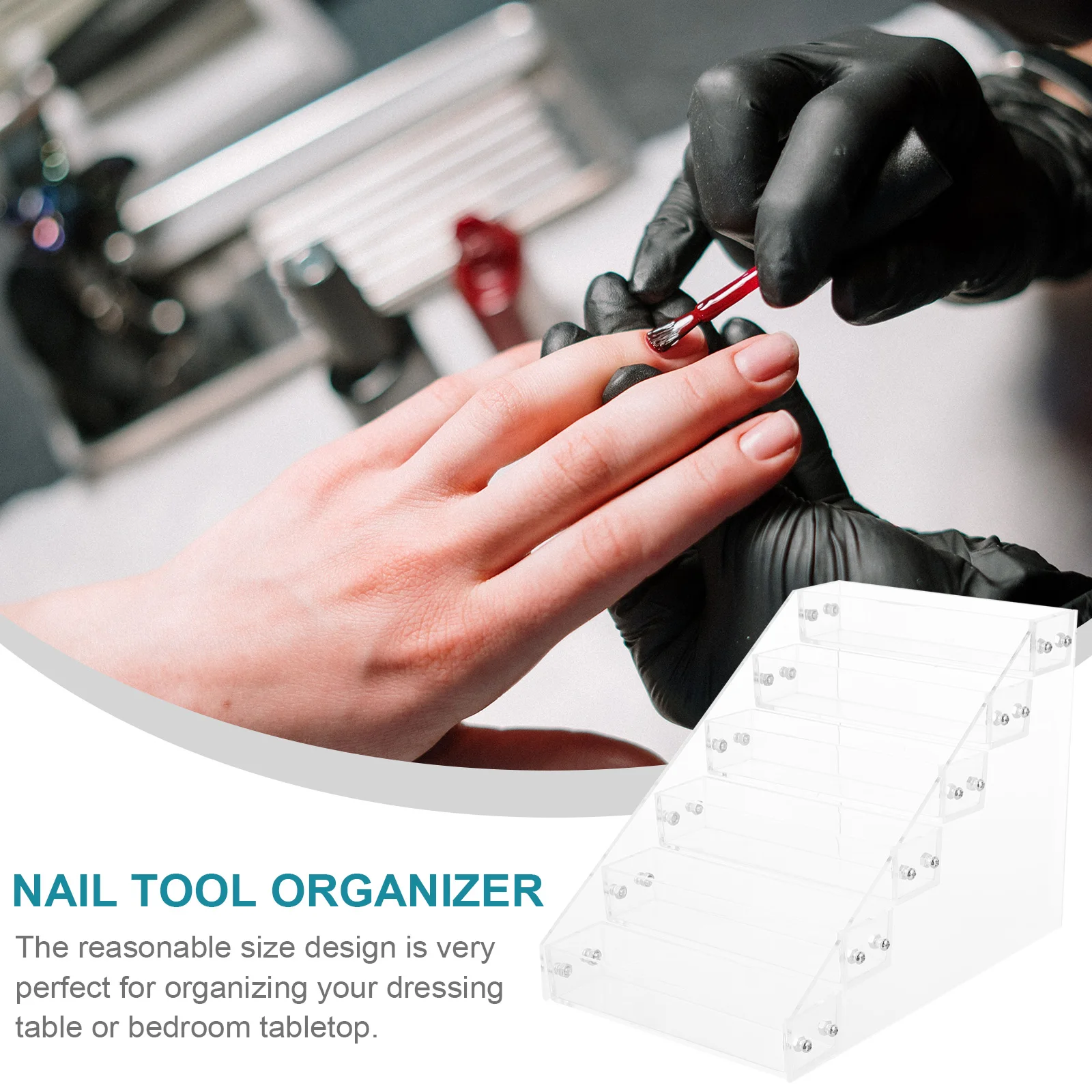 

1pc Acrylic Nail Polish Display Rack Multi-layer Manicure Storage Organizer for Dressing Table Bedroom Clear Shelf Nail
