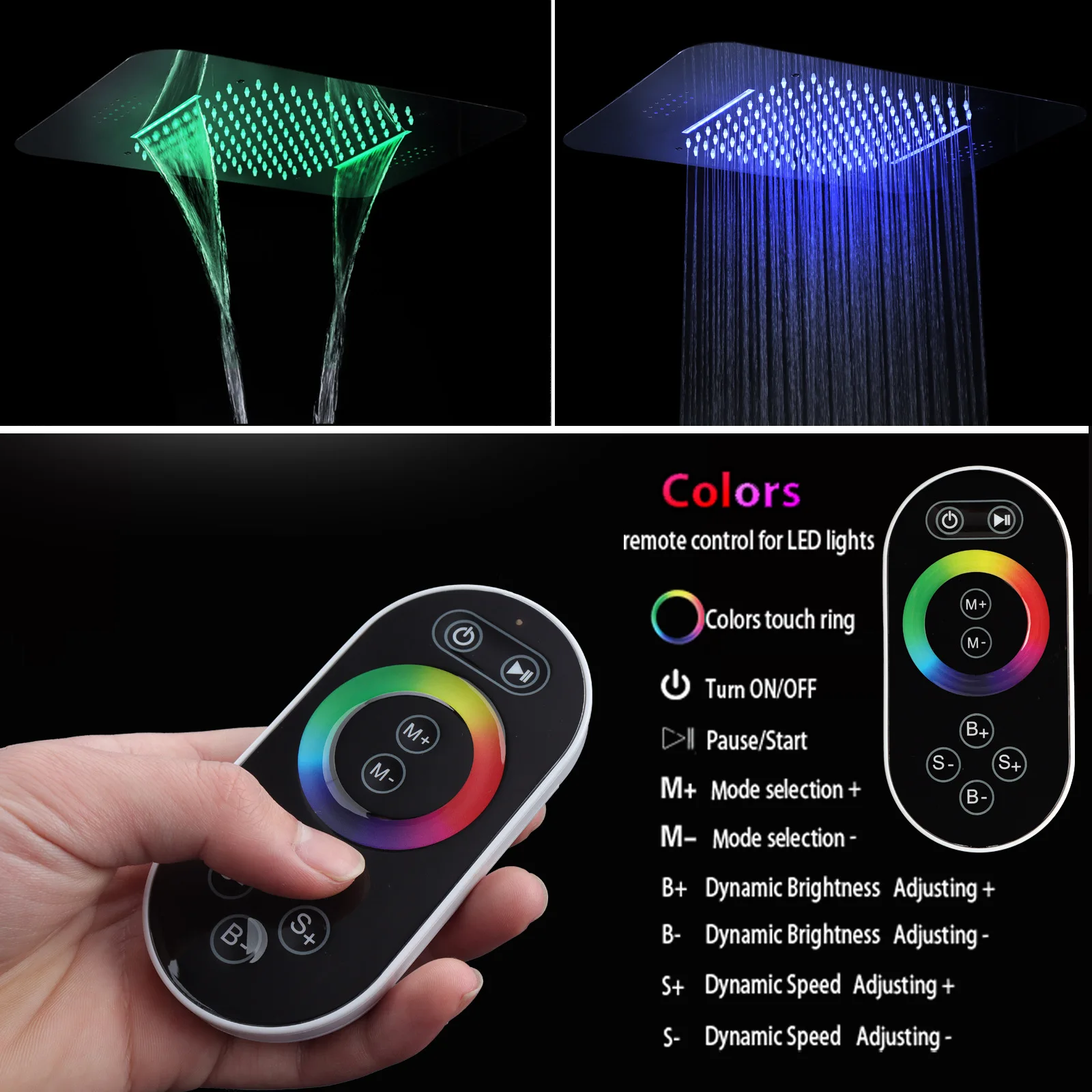 Hotel Grade Embedded Shower Faucet Kit Built-in Bluetooth Audio LED Ambient Lighting Thermostatic Concealed Set Modern Villa