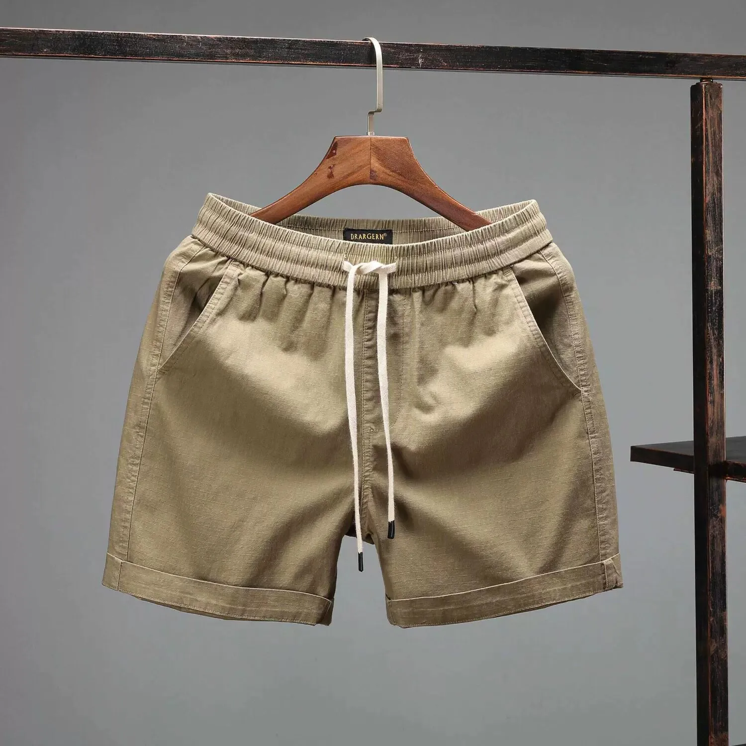 2026 New American Retro Workwear Shorts Men's Summer Loose Casual Wear-Resistant Dirty Elastic Waist Shorts Youth Casual