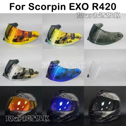 Imagen 1 del producto Para SCORPION EXO-R420 Casco visera escudo lente accesorios de motocicleta Casco de cara completa Anti-UV Scorpion EXO-R420 Casco Moto