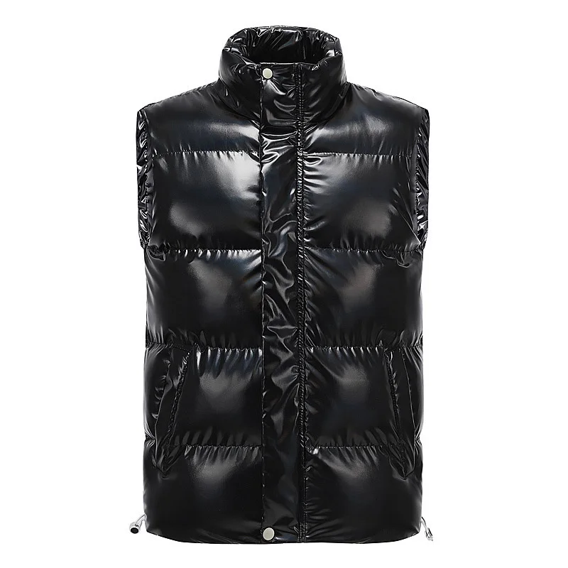 2025 Autumn Winter Man Down Vest Simple Solid Color Stand Collar Male Waistcoat Sleeveless Zipper Warm Lightweight Men Coat