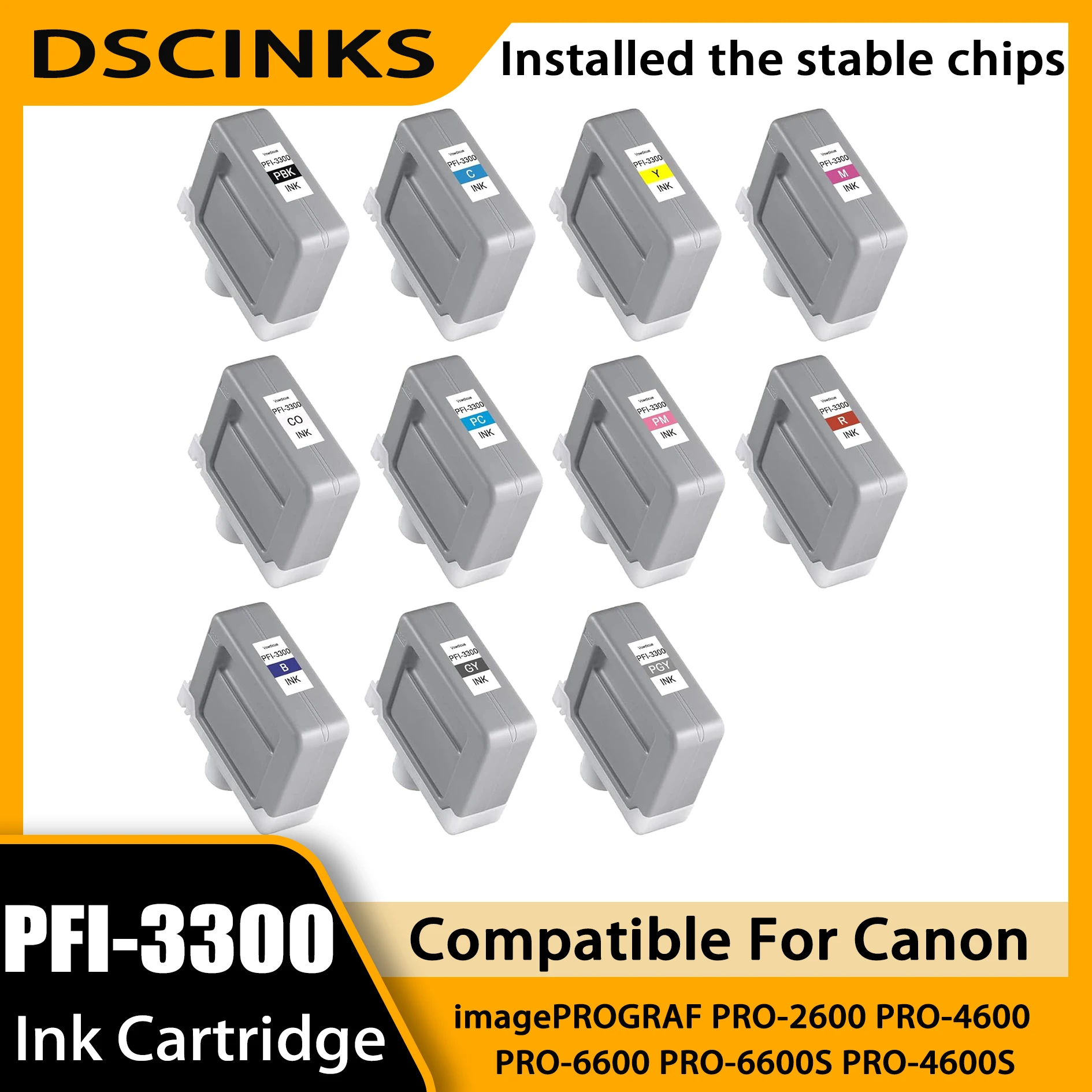 

PFI-3300 Ink Cartridge 330ml Pigment Compatible For Canon imagePROGRAF PRO-4600 PRO-6600 PRO-2600 GP-4600S GP-6600S Printer