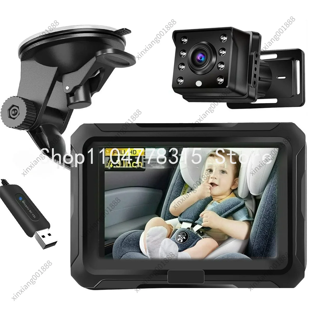 For New 4.3 Inch Private Model HD 1080P Car Baby Monitor Rear View Camera Car Baby Mirror Safety Surveillance