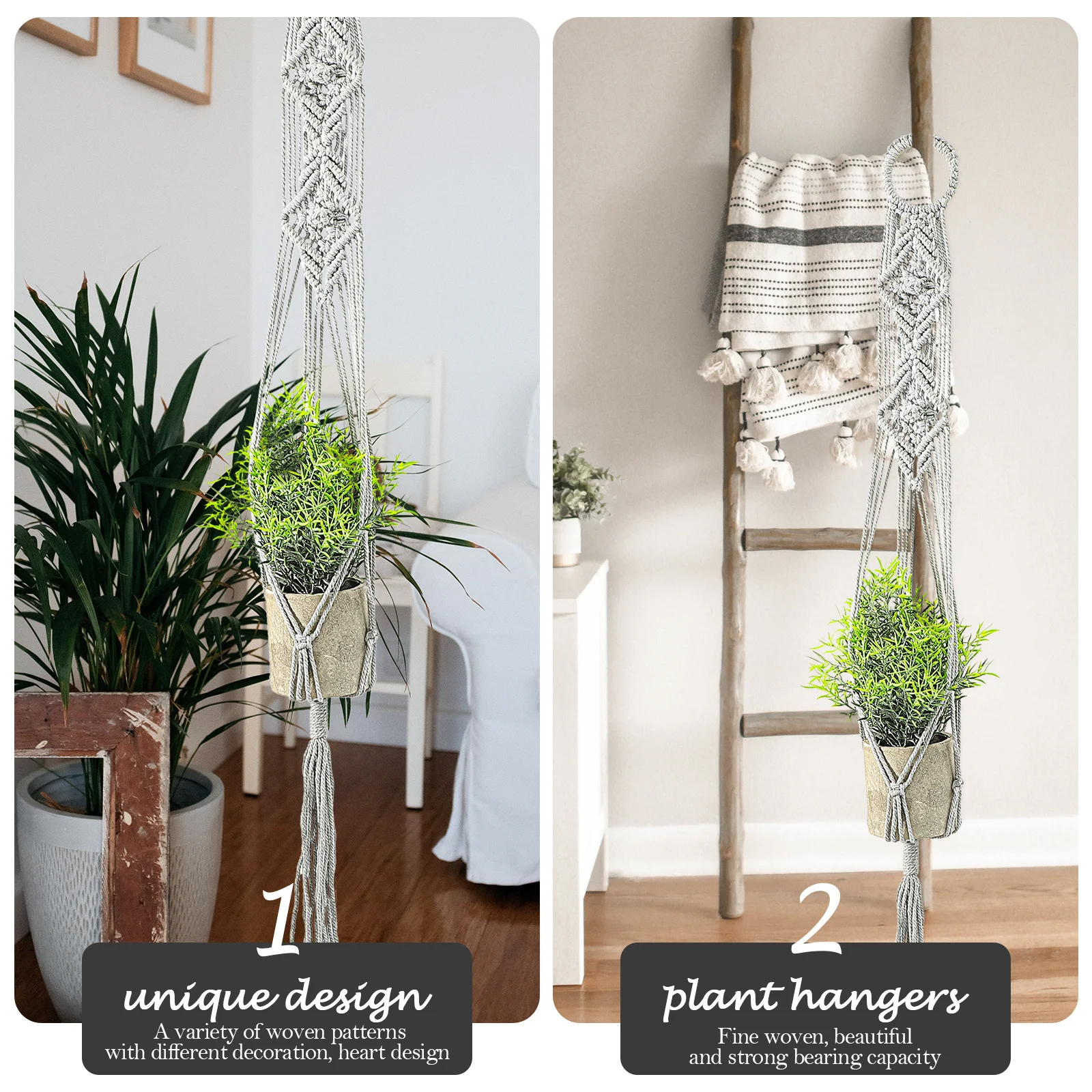 

Hanging Flowerpot Cotton Linen Net Bag Elegant Plant Hanger Indoor Outdoor Decorative Woven Rope Net Bag for Ceramic Metal