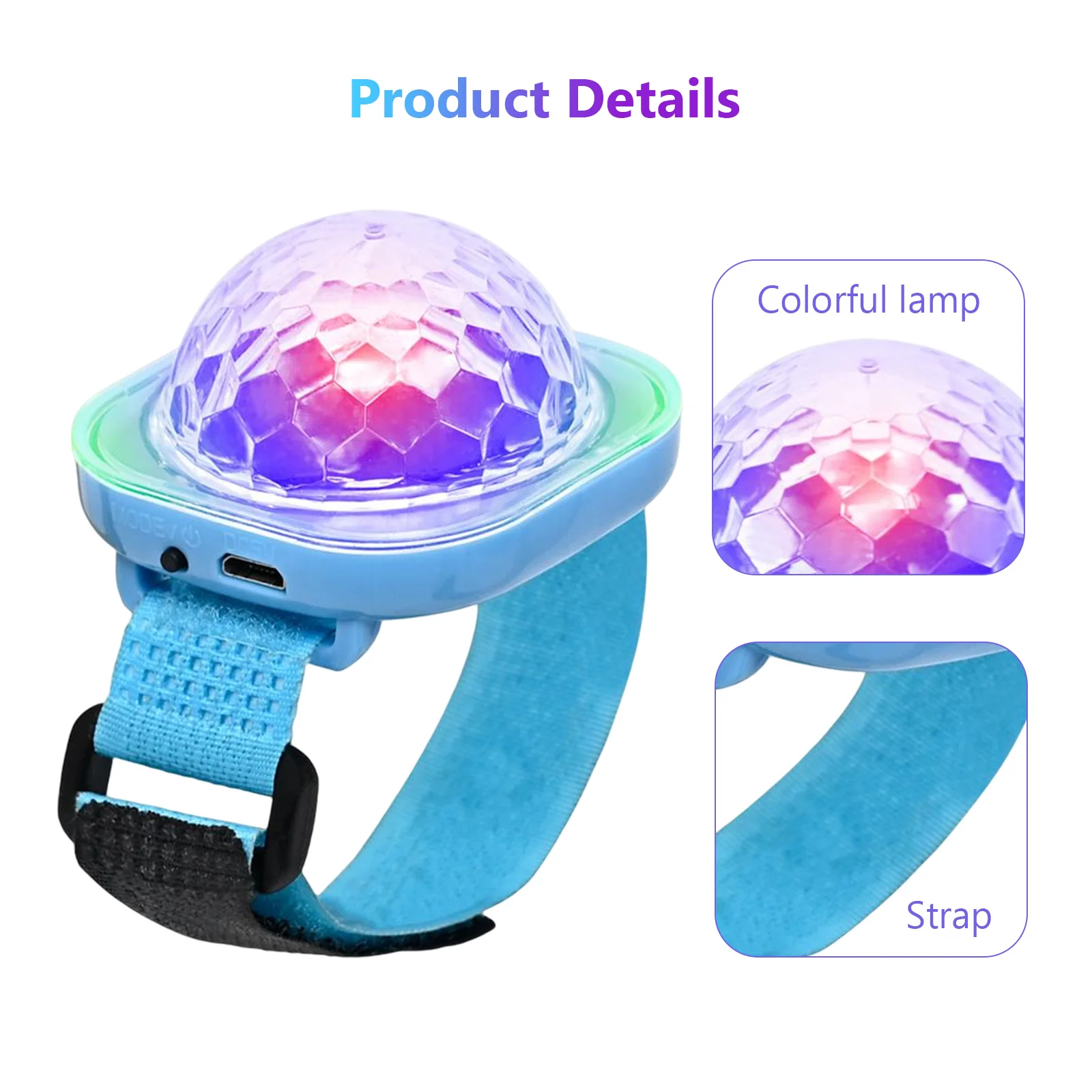 USB мини-светодиодный сценический светильник, перезаряжаемый браслет, дискотека, стробоскопы, управление звуком, детское атмосферное освещение для вечеринки