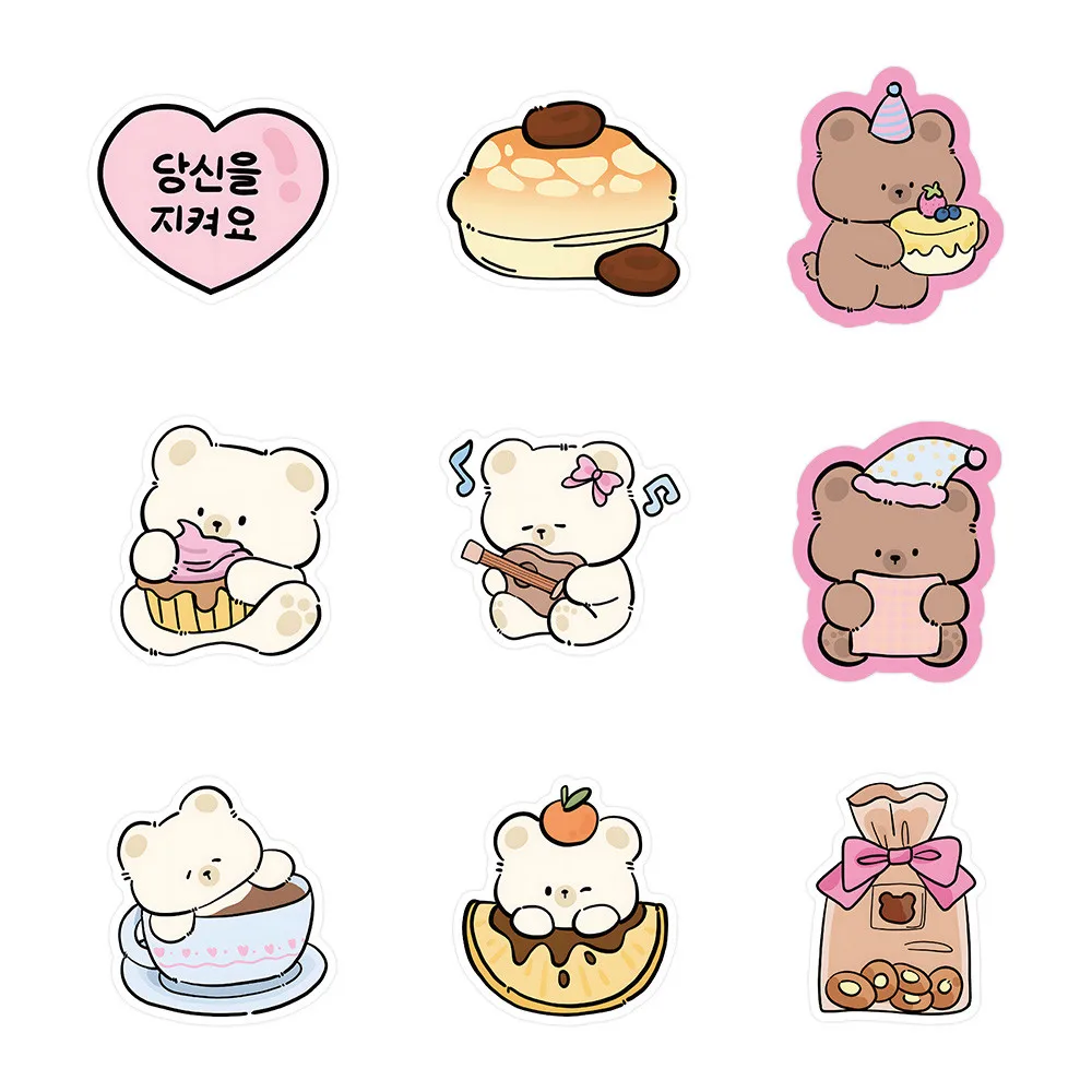 50 шт., милые мультяшные корейские наклейки с изображением медведя, граффити для велосипеда, ручной пенал, наклейки, аниме, Worlds Store