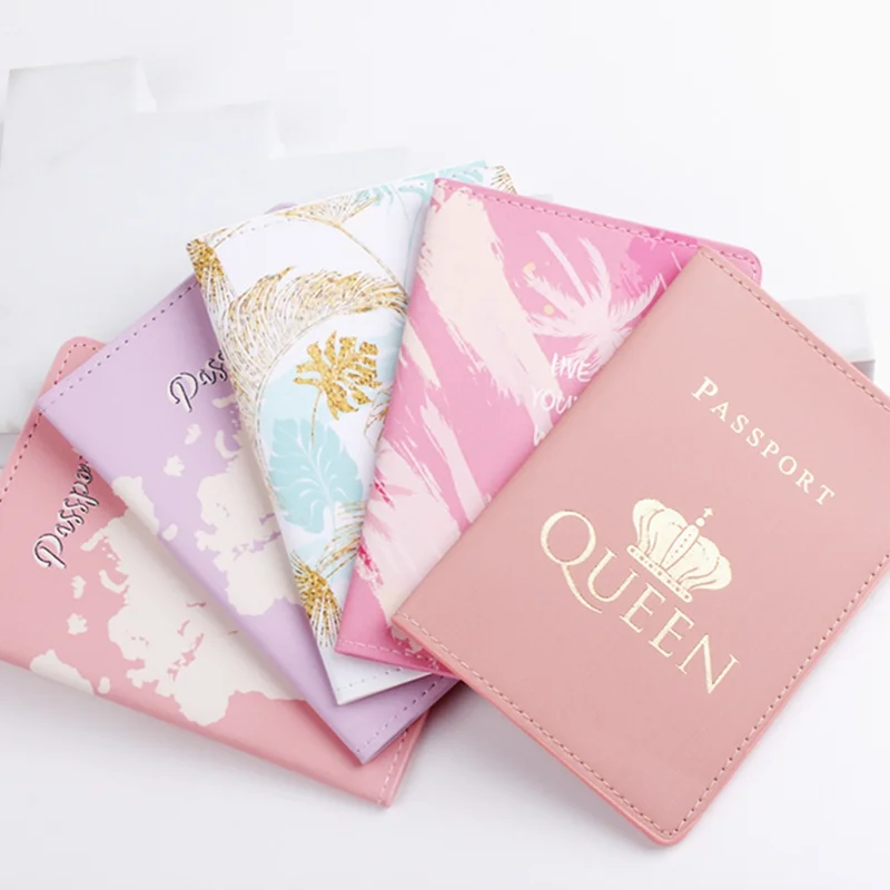 2023 Passport Cover Case Bags Color Printed PU Leather Travel Women Men Passport Holder ID Card Storage Documents Bag Wallet