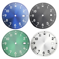 34mm NH35 Sunburst Watch Dial With Date Window White/Black/Blue For NH35 NH35A Watches Automatic Movement Parts