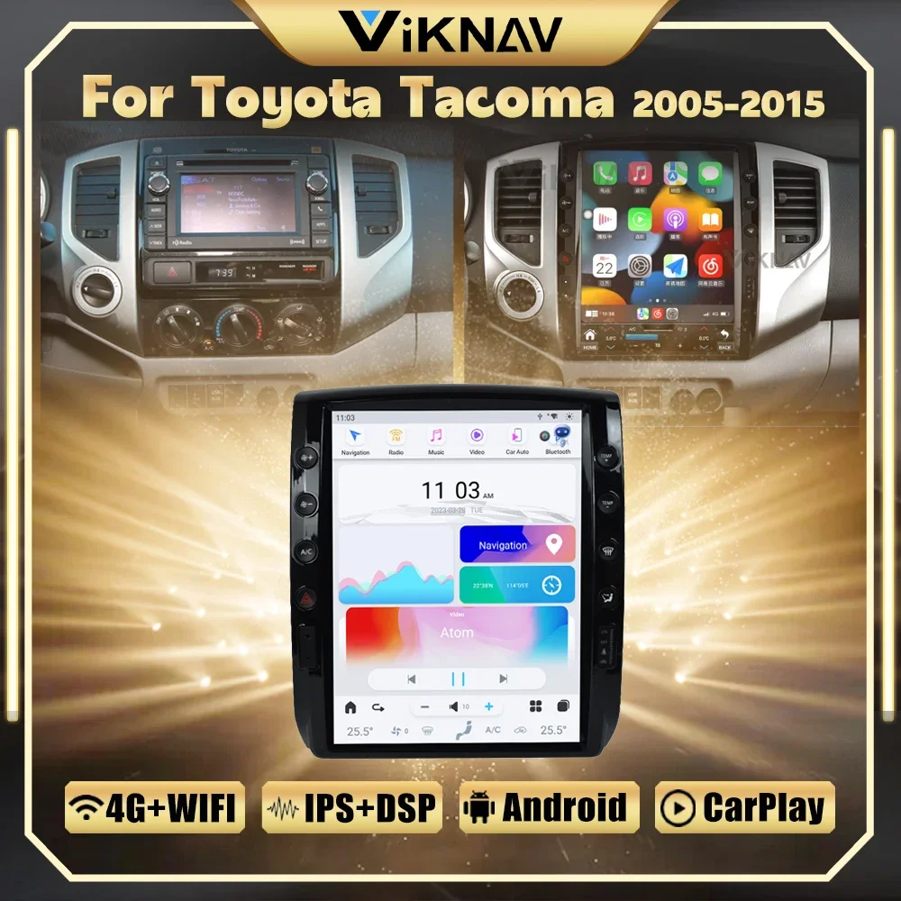 12.1 Inch Android 11 Car Radio Upgrade For Toyota Tacoma 2005-2015 Multimedia Player GPS Navigation Carplay 4G WIFI Head Unit