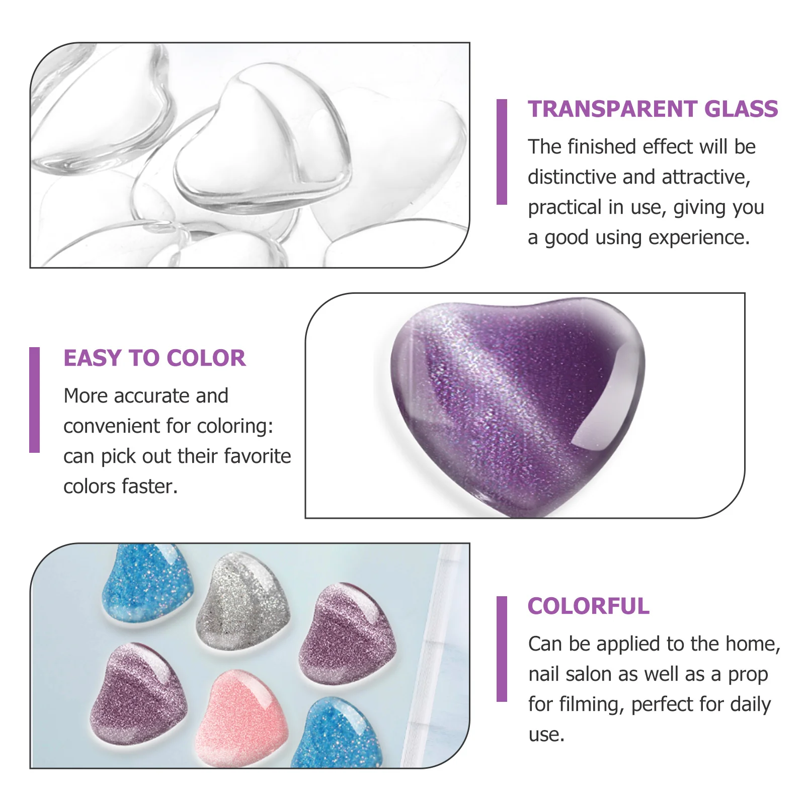 30 pièces de perles de couleur d'ongle en verre, affichage de vernis clair, utilisation pratique en Salon, tableau de couleurs d'ongles, panneau de vernis, outil de manucure