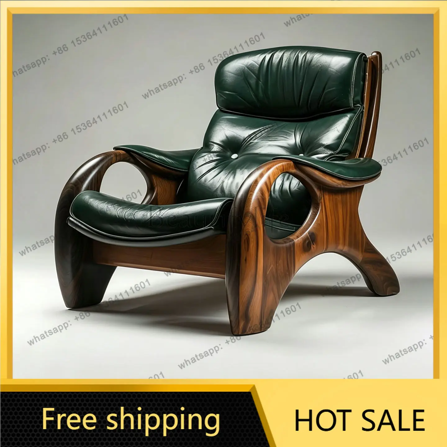 XX. Medieval solid wood leisure chair retro leather single sofa chair