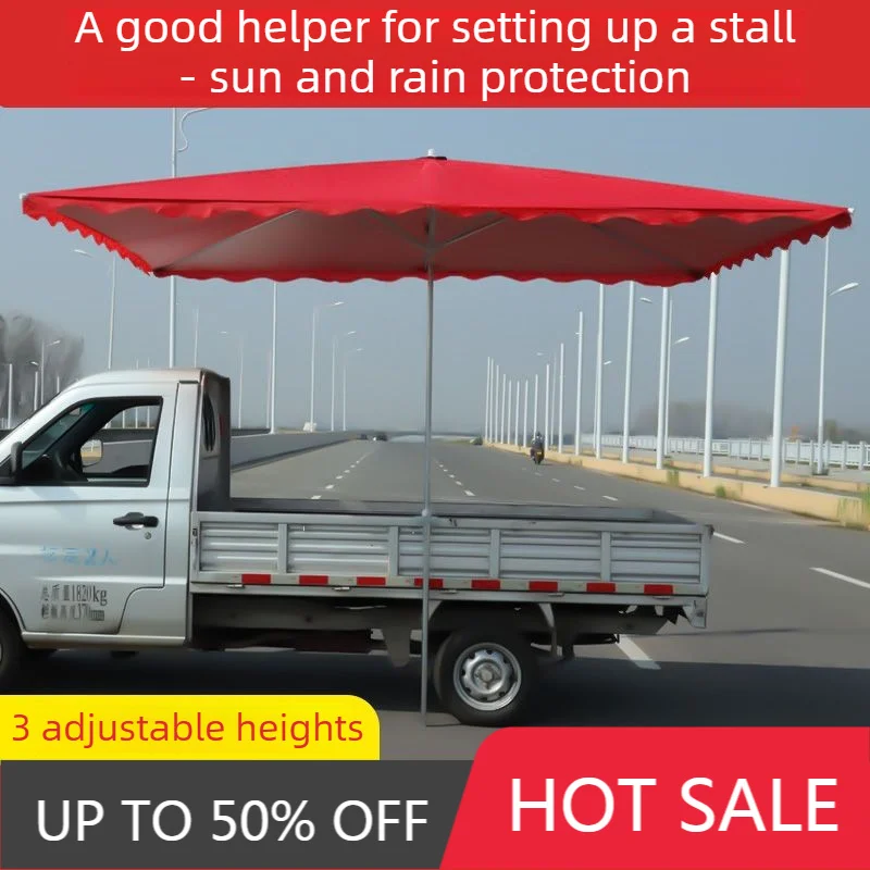 Outdoor Sunshade Umbrella Waterproof Retractable Patio Sunshade Umbrella Square Courtyard Car Stall Umbrellas With Base Fixator