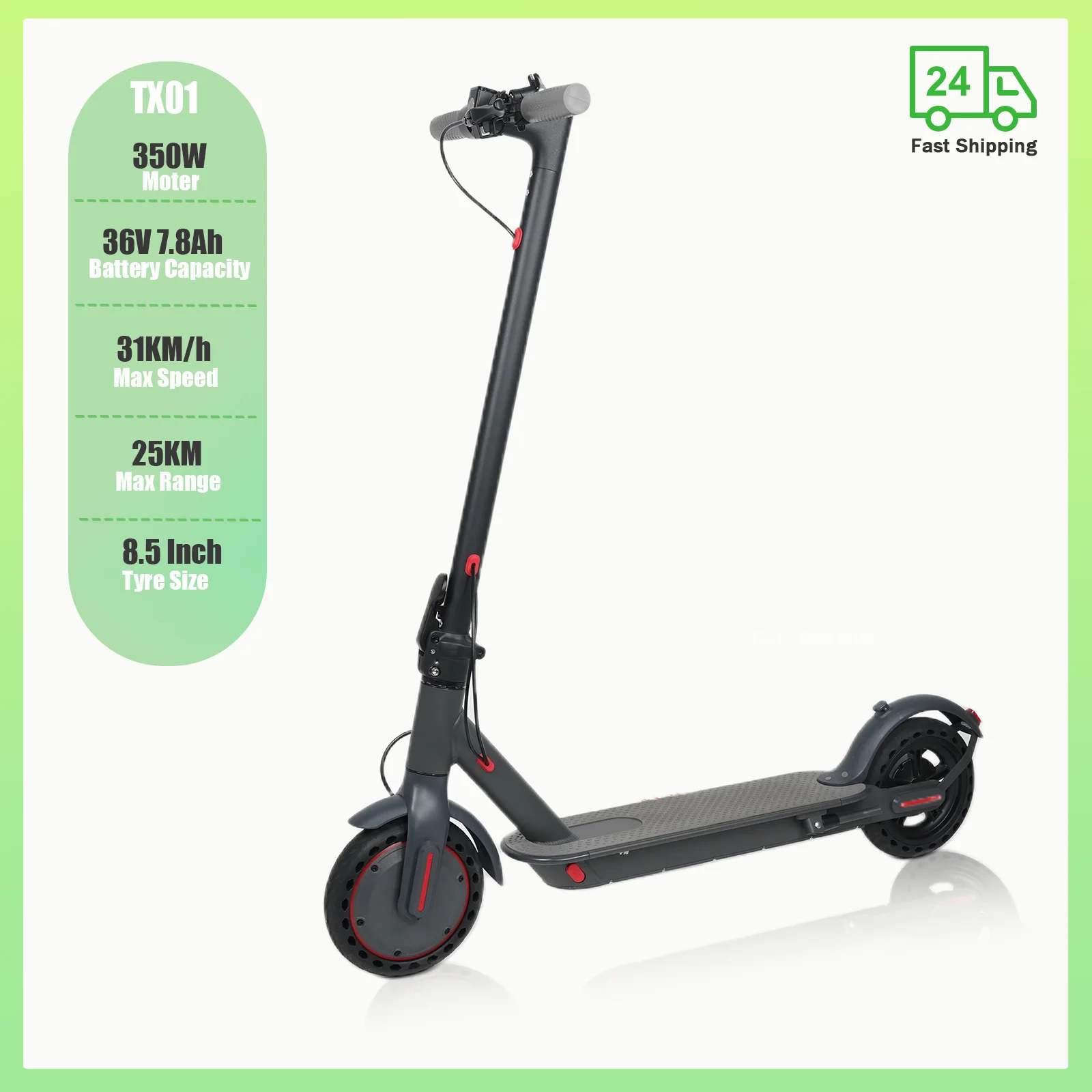 ATSANT TS07 Elektrische Scooter 600 W 36 V 10.5ah 31 KM/H 35 KM Lange Afstand 8.5 Inch Banden met Schokabsorptie Richtingaanwijzer Escooter