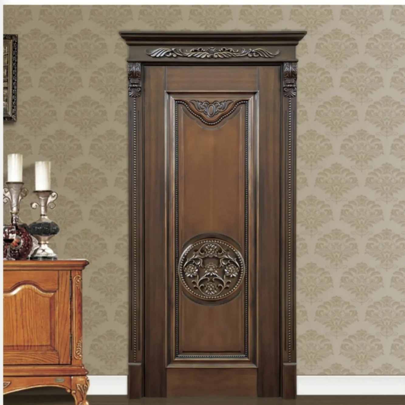 

Customization Solid Wood Entry Doors High Fashion Wooden Door Design For Interior Swing Open Finished Surface Side Opening Nepal