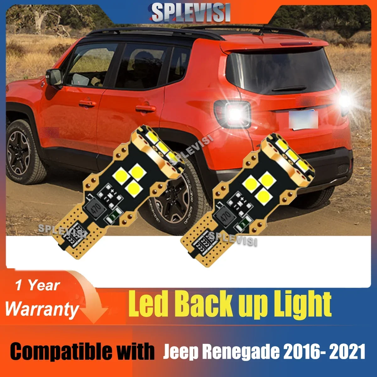 

New 2pcs IP67 Level DC 12V T15 921 912 Car Brakeup Reverse Light 6000K White For Jeep Grand Cherokee Patriot Renegade Compass