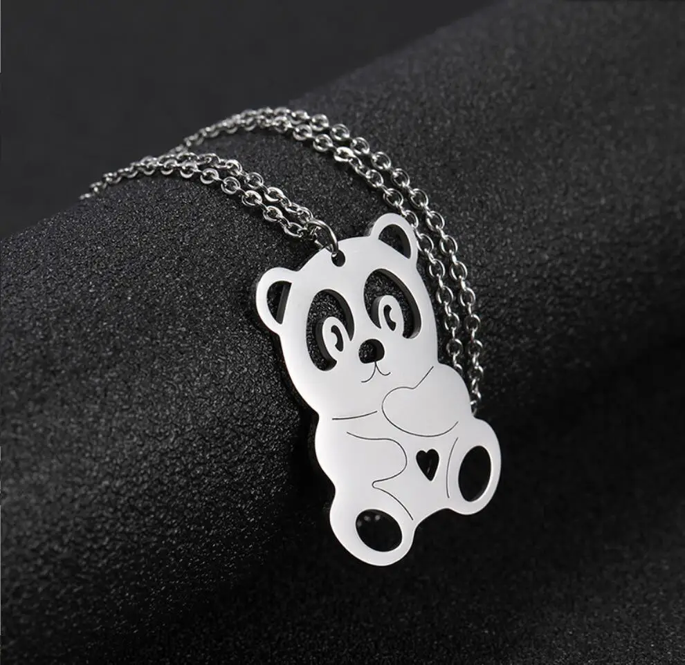 

1PC Stainless Steel Bear Necklaces For Women Men Gold Color Animal Necklace Pendant Jewelry Female Male Neck Chain F1593