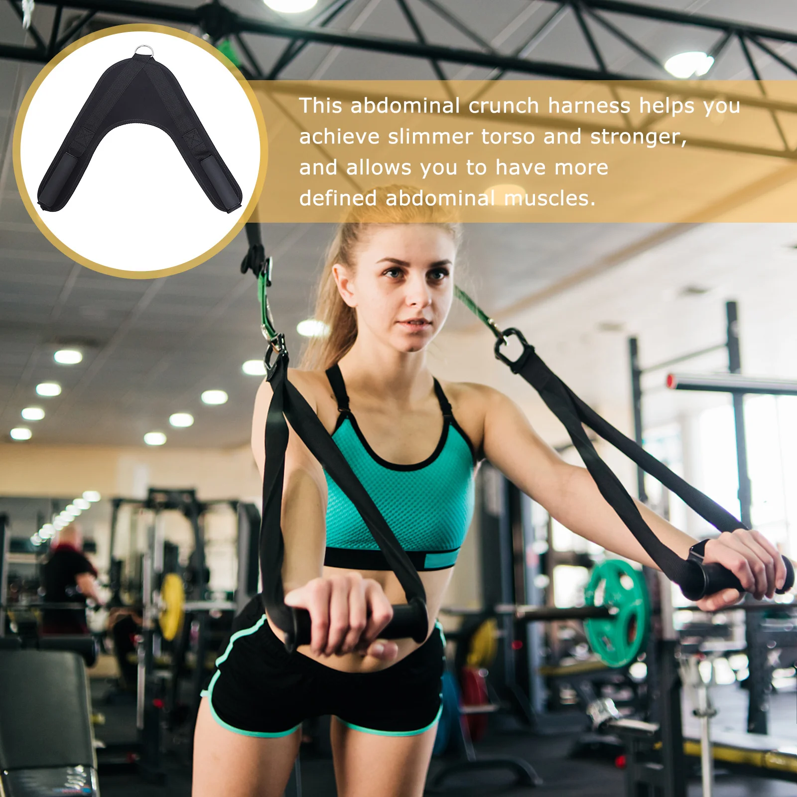 

1Pcs Abdominal Crunch Strap High-Quality PVC Nylon Material Gym Home Use V-Shape Harness Cable Machine Attachment Fitness