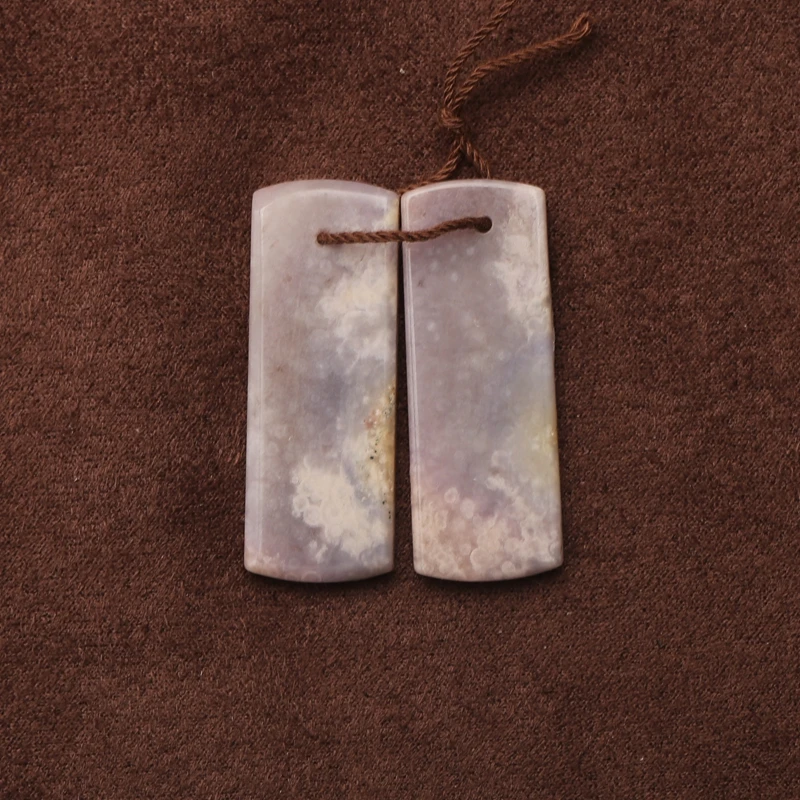 

Natural Purple Agate Front Drilled Earring Beads Women's DIY Jewelry Making Accessories 34x13x3mm 6.5g