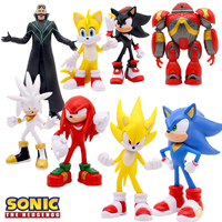 6/8/18pcs Figuras Sonics de película y televisión para niños, juguete de personaje de PVC decoraciones de bolo de carro, present