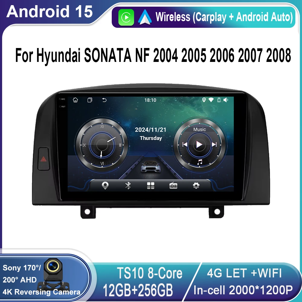 

Android 15 For Hyundai SONATA NF 2004 2005 2006 2007 2008 Carplay Car Radio Multimedia Player GPS Navigation BT DSP NO 2DIN DVD