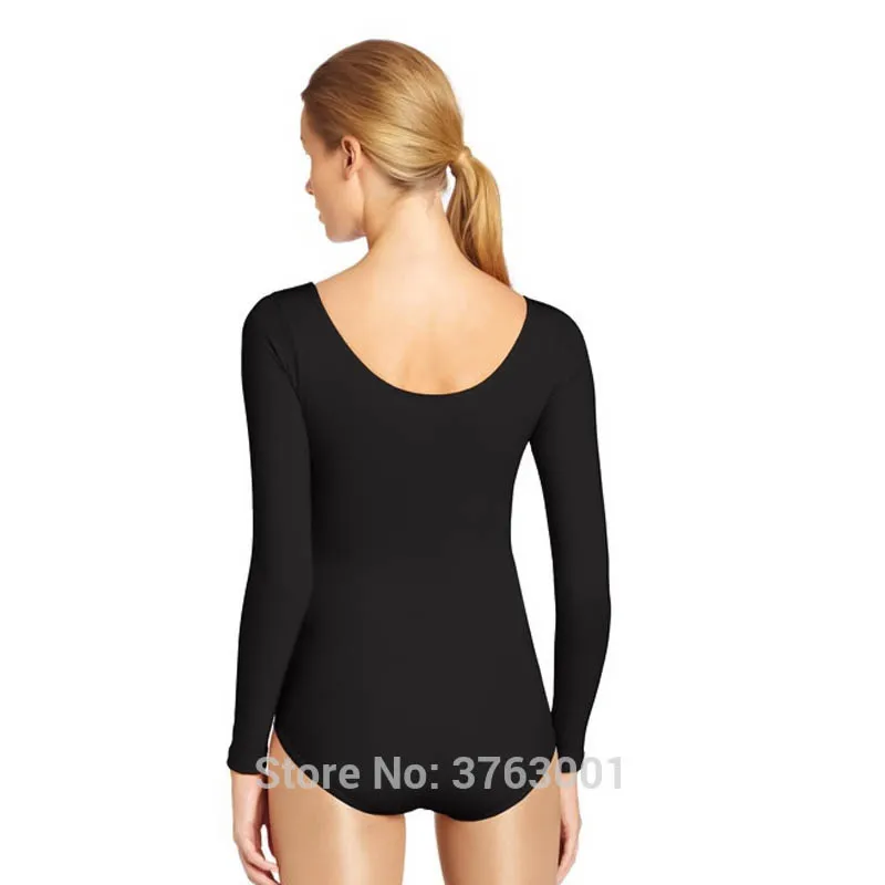 Adult Scoop Neck Dancewear Gymnastics Dance Leotard Long Sleeve Women Nylon Biketard Spandex Ballet Practice Clothes Large Size