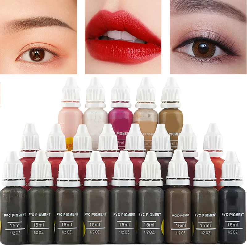 15ml Tattoo Ink Set Permanent Makeup Eyebrow Lips Eye Line Tattoo Color Microblading Pigment for Body Beauty Tattoo Art Supplies