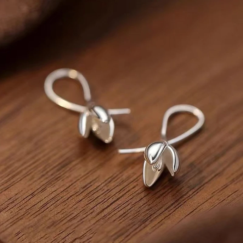 925 Sterling Silver Flower Stud Earrings For Women Minimalist Fine Jewelry Light Luxury Daily Accessories Mother's Day Gifts