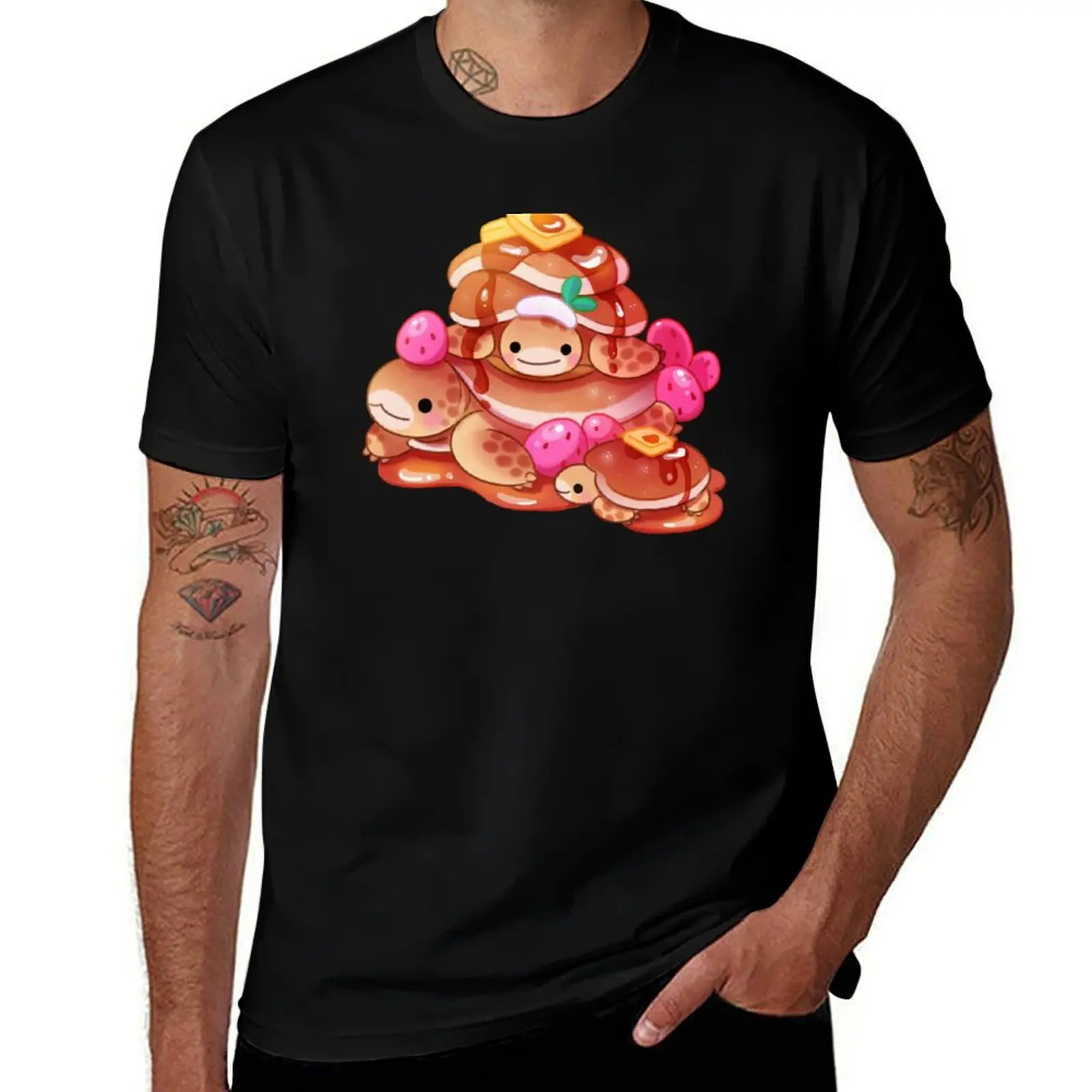 Pancake tortoise T-Shirt Basic Plain Short Sleeve Crew Neck Tee T-Shirt