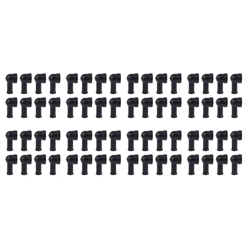 HRBAJ-64 Pcs 15Mm X 8Mm Black Smoking Pipe Shaped PVC Battery Terminal Insulating Covers Boots